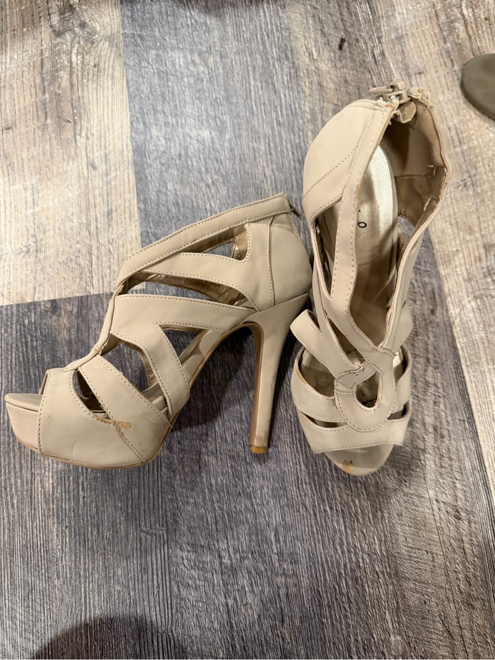 Women’s Beige Strappy High Heel Sandals